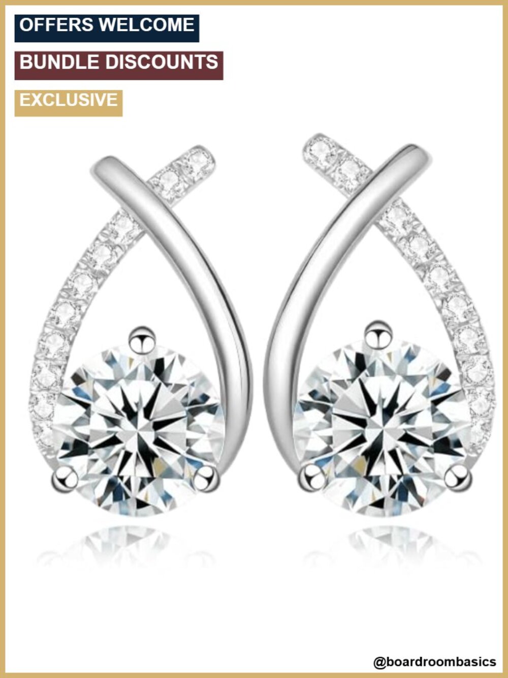 Moissanite Stud Earrings 925 Sterling Silver 18K White Gold Plated